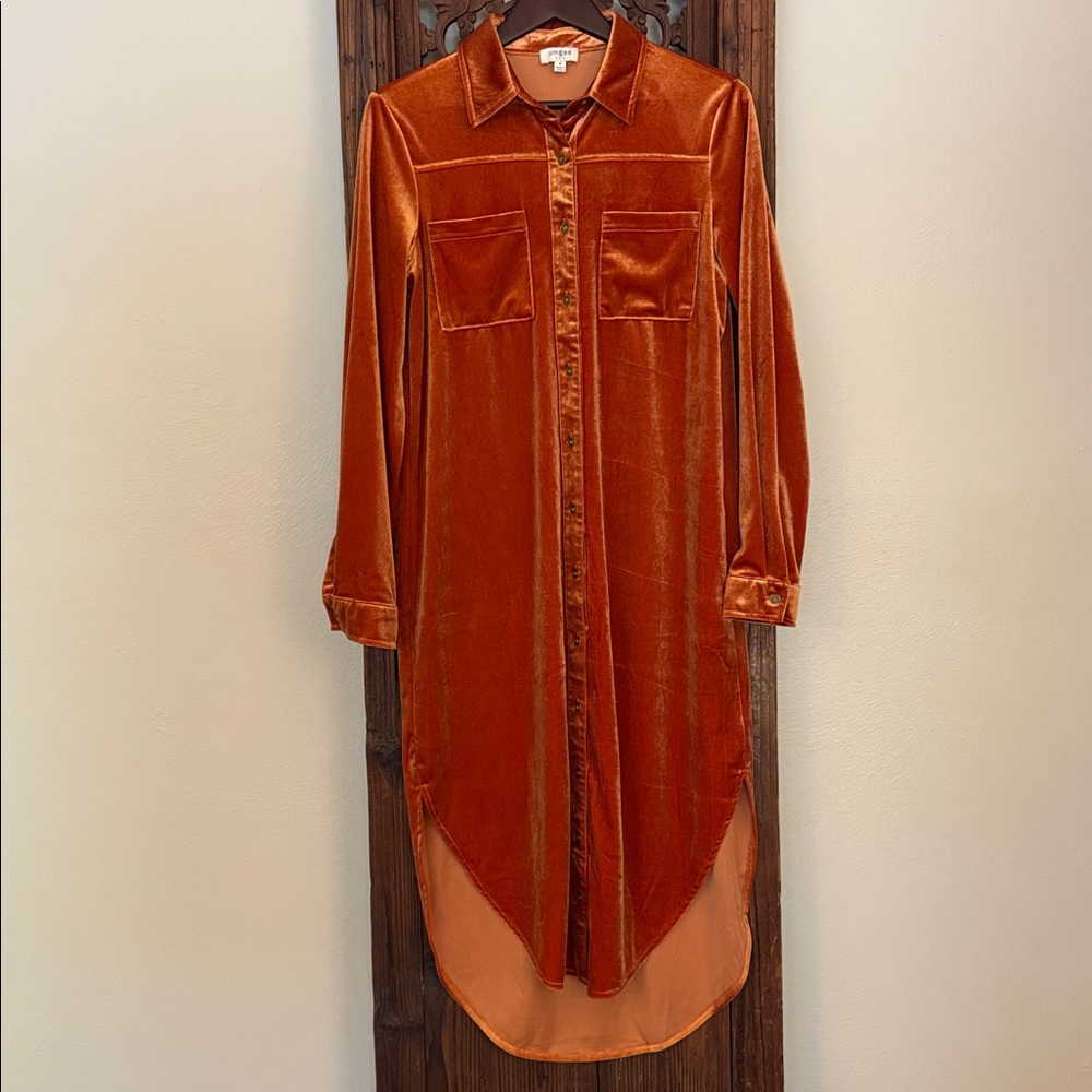 Umgee Velvet Shirt Dress
